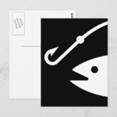 魚の頭とフック - 黒と白 ポストカード (正面/裏面)