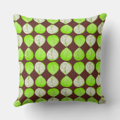 魚の頭の葉チョココレートライムグリーンホワイト クッション (裏面)