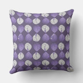 魚の頭の葉薄紫ホワイトブラック クッション (裏面)