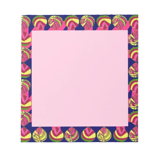 魚の頭の葉黄色マゼンタ緑 ノートパッド (正面)