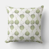魚の頭葉のほこりっぽい緑の白 クッション (正面)