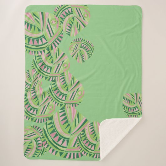 魚の頭葉のジャズVミントダスティピンク4 シェルパブランケット (正面)