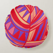 魚の頭離れのジャズVオレンジパープルレッド ラウンドクッション (正面)