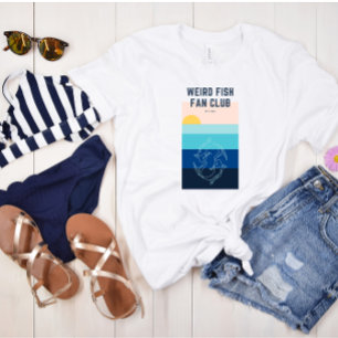 魚の風変わりファンクラブスタイル化海サンセットティー Tシャツ