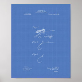 魚の餌1914特許アートブループリント ポスター