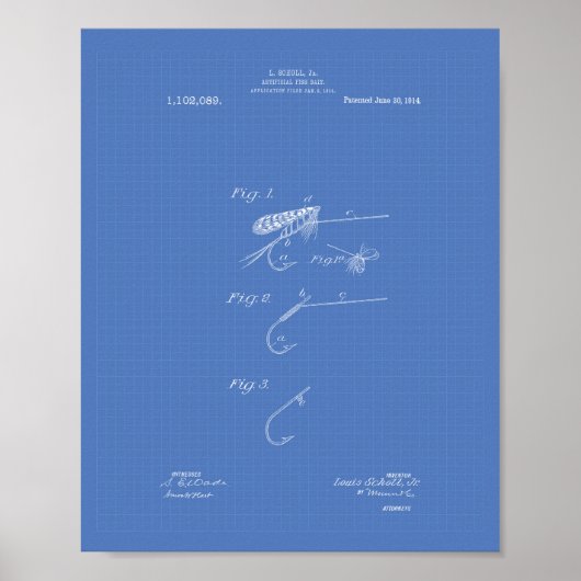 魚の餌1914特許アートブループリント ポスター (正面)