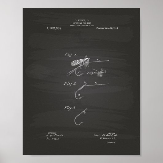 魚の餌1914特許技術チョークボード ポスター (正面)