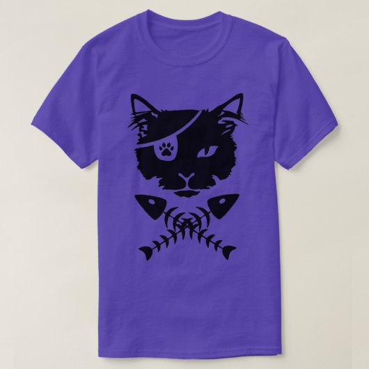 魚の骨の付いた猫頭 Tシャツ (デザイン正面)
