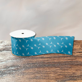 魚の骨の模様ブルーリボン サテンリボン