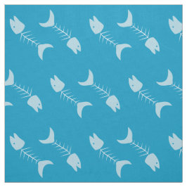 魚の骨の模様ブルー生地 ファブリック