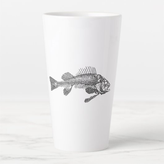 魚の骨格 カフェラテマグ (正面)