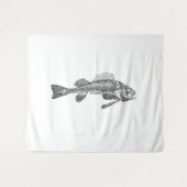 魚の骨格 タペストリー (正面(横))