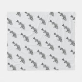 魚の骨格 フリースブランケット (正面(横))