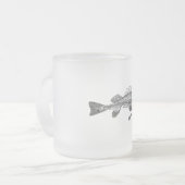魚の骨格 フロストグラスマグカップ (正面左)