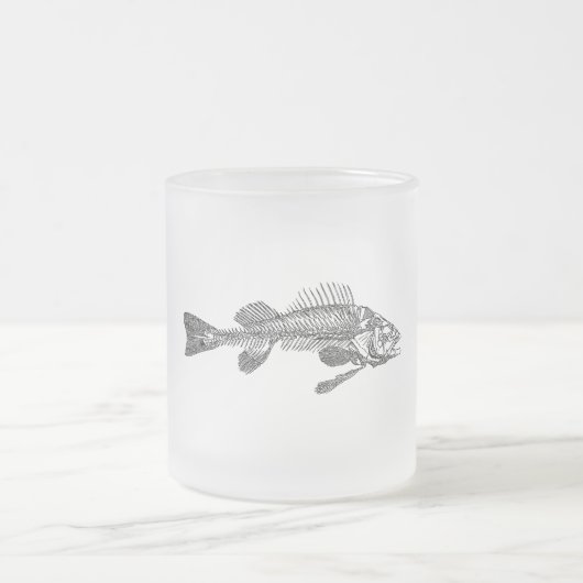 魚の骨格 フロストグラスマグカップ (中央)