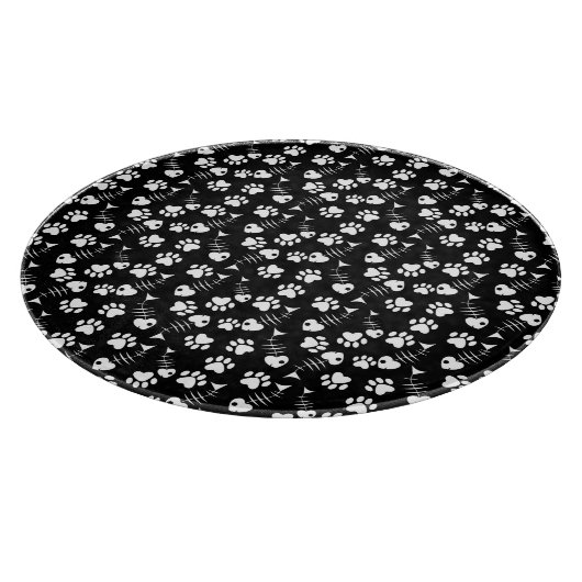 魚の骨猫のプリントパターン カッティングボード (角)