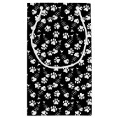 魚の骨猫のプリントパターン スモールペーパーバッグ (裏面)