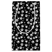 魚の骨猫のプリントパターン スモールペーパーバッグ (正面)