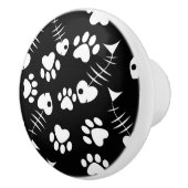 魚の骨猫のプリントパターン セラミックノブ (右)