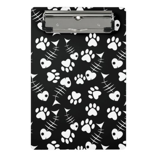 魚の骨猫のプリントパターン ミニクリップボード (正面)