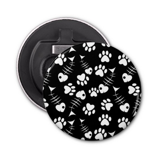 魚の骨猫のプリントパターン 栓抜き (正面)