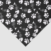 魚の骨猫のプリントパターン 薄葉紙 (詳細)