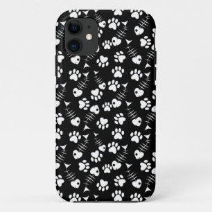 魚の骨猫のプリントパターン iPhone 11 ケース