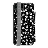 魚の骨猫のプリントパターン INCIPIO iPhoneウォレットケース (フォリオ裏面)