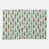 魚の魚釣りグリーンバースデーパーティー キッチンタオル (横)