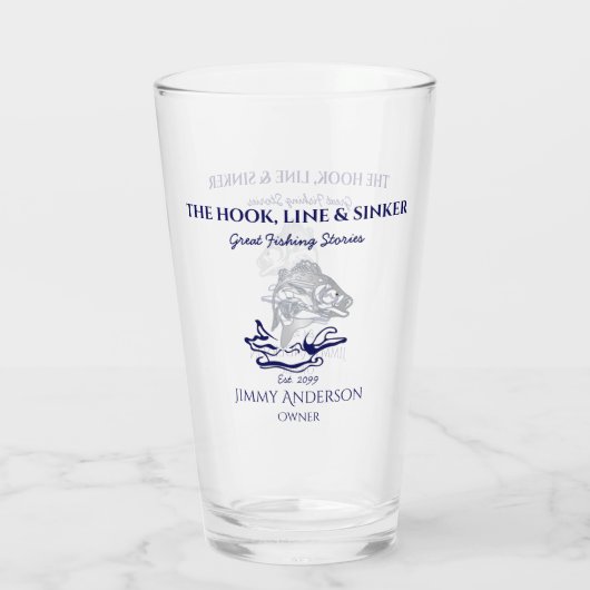魚の魚釣り漁師飲み物用品ピントビアグラス タンブラーグラス (裏面)