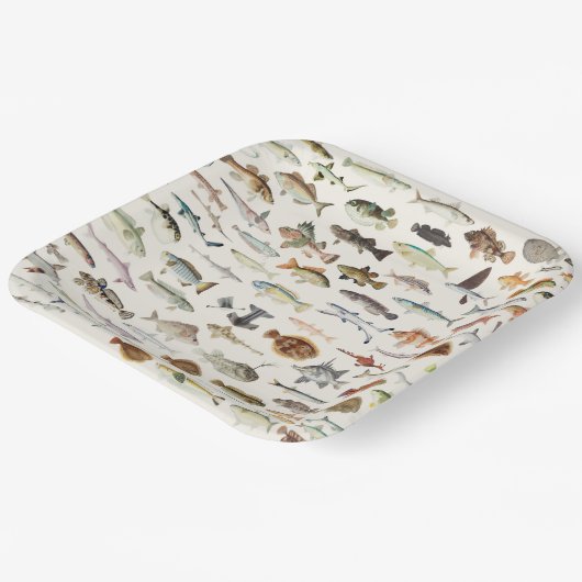 魚の魚釣り誕生日パーティー ペーパープレート (傾斜あり)