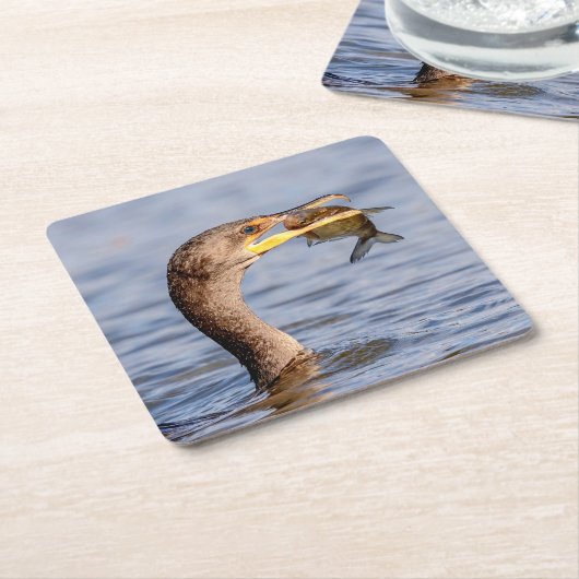 魚の鵜 スクエアペーパーコースター (アングル)