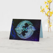 魚の〔占星術の〕十二宮図グリーティングカード カード (黄色い花)