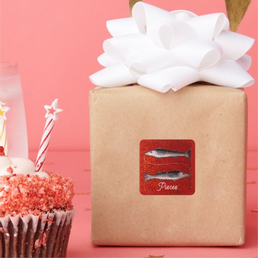 魚の〔占星術の〕十二宮図サイン誕生日パーティー スクエアシール (パーティー)