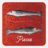 魚の〔占星術の〕十二宮図サイン誕生日パーティー スクエアシール (正面)