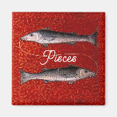 魚の〔占星術の〕十二宮図サイン誕生日パーティー マグネット (正面)