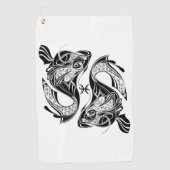 魚の〔占星術の〕十二宮図記号と記号 ゴルフタオル (正面)