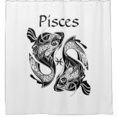 魚の〔占星術の〕十二宮図記号と記号 シャワーカーテン (正面)