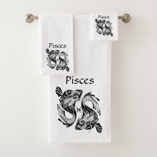 魚の〔占星術の〕十二宮図記号と記号 バスタオルセット (インサイチュ)