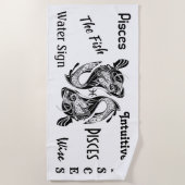 魚の〔占星術の〕十二宮図記号と記号 ビーチタオル (正面)