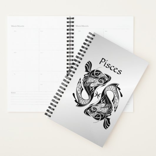 魚の〔占星術の〕十二宮図記号と記号 プランナー手帳 (ディスプレー)
