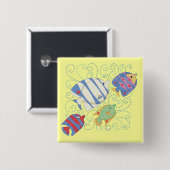 魚のTシャツおよびギフトの学校 缶バッジ (正面&裏面)