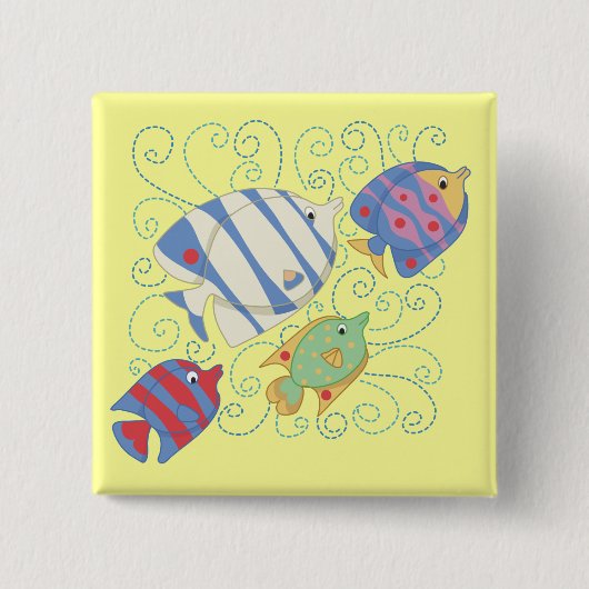 魚のTシャツおよびギフトの学校 缶バッジ (正面)