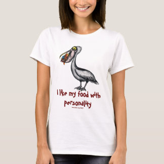 魚のTシャツのデザインのおもしろいでかわいいペリカン Tシャツ