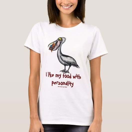 魚のTシャツのデザインのおもしろいでかわいいペリカン Tシャツ (正面)