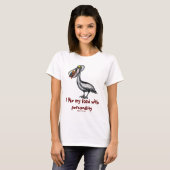 魚のTシャツのデザインのおもしろいでかわいいペリカン Tシャツ (正面フル)
