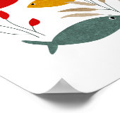 魚はっきりしたのモダンコラージュ美術 ポスター (角)