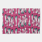 魚はっきりした柄お茶タオルモダン – アポップ・アートのートキッチ キッチンタオル (横)