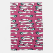 魚はっきりした柄お茶タオルモダン – アポップ・アートのートキッチ キッチンタオル (縦)