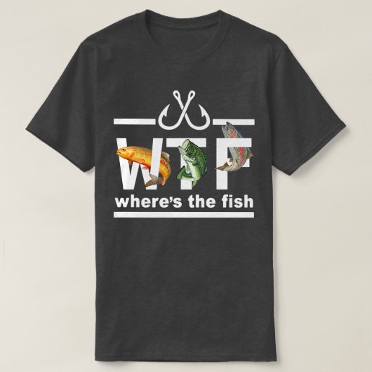 魚はどこ? 釣りが好きなプレミアム Tシャツ (デザイン正面)